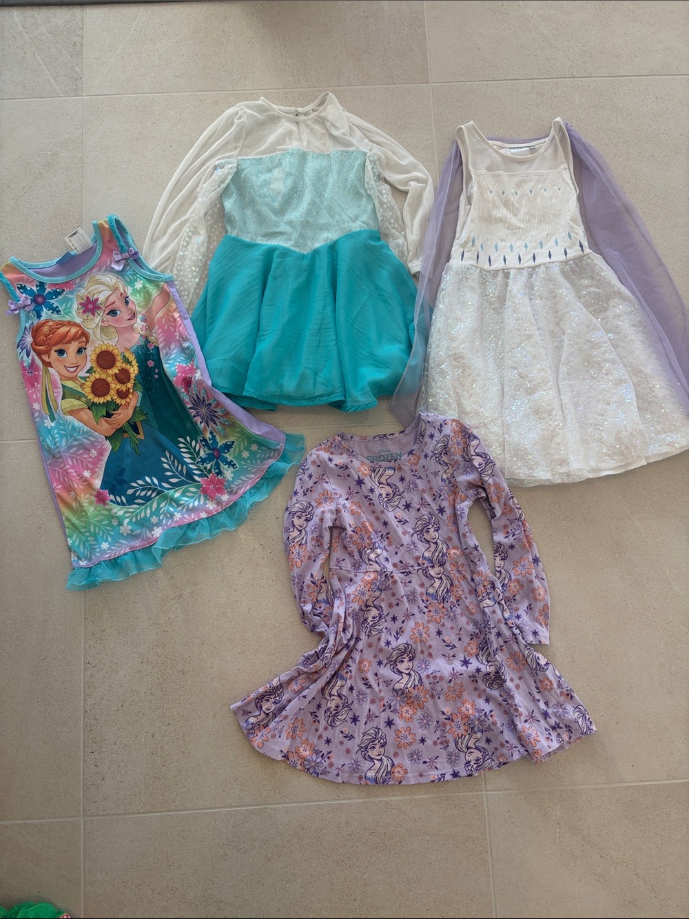 Disney Frozen Girls Turquoise, Purple & White Costume Dress Set